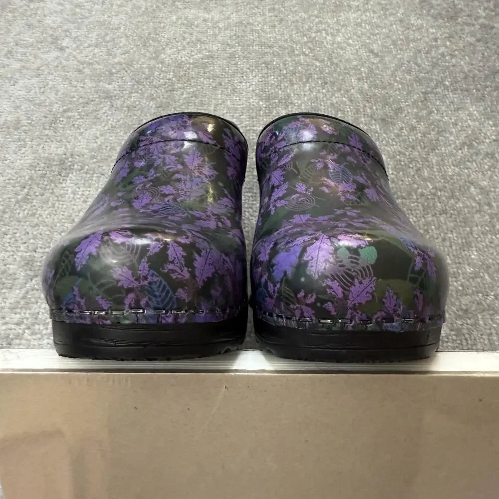 Sanita Clogs Shoes Womens Size 36 Purple Floral Danish Nursing Comfort Workwear - Picture 12 of 13